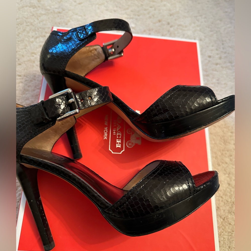 Coach Black python imprint leather
